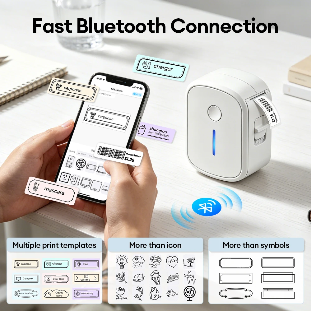 Tragbarer Mini-Etikettendrucker Bluetooth Tintenloser – Bild 4
