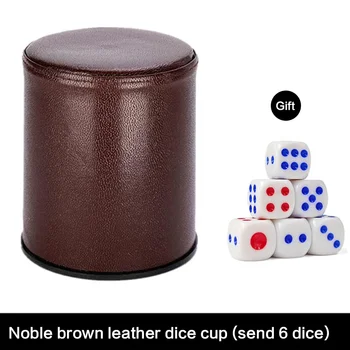 Würfel-Shake-Behälter mit 6 Würfel-Set für Tisch, Brettspiel, Würfelbecher, PU-Leder, stabil, robust, bequem