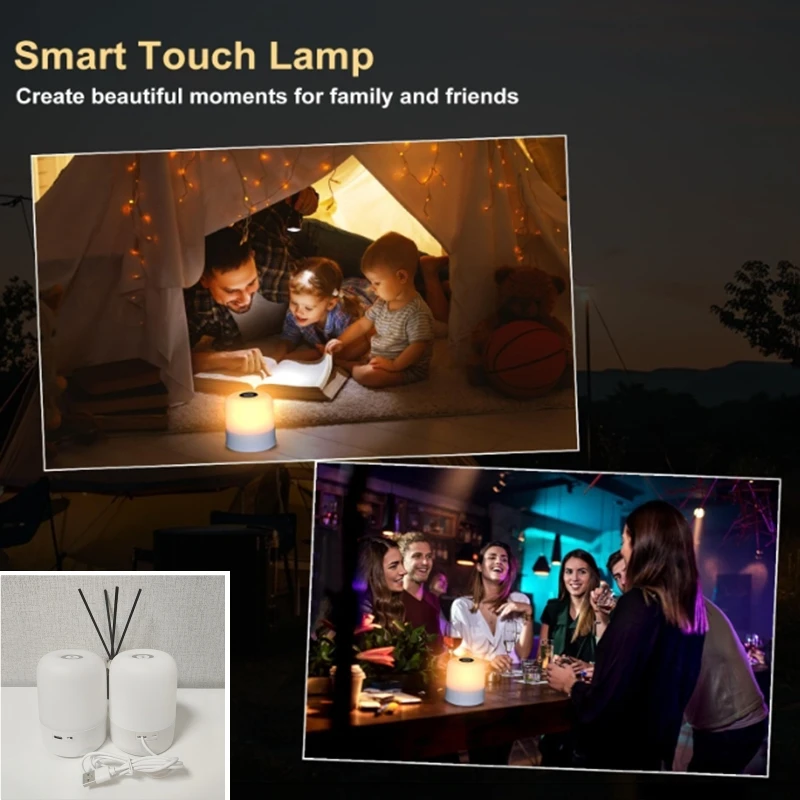Dimmbare LED-Nachttischlampen mit USB-Anschluss, 3 Farben – Bild 5