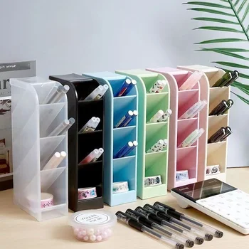 Multifunktionale Aufbewahrungsbox für Schreibwaren, Schreibtisch, mehrschichtiger Stifthalter, geneigter