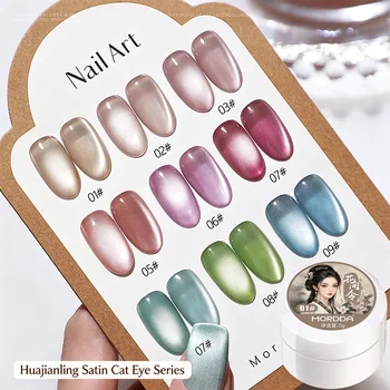 5 g/Flasche White Moonlight Nail Cat's Eye Gel Magnetischer Satin-Gel-Nagellack 9-Farben Soak Off Glitzer