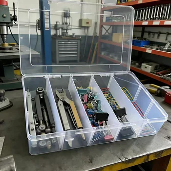 Werkzeug-Aufbewahrungsbox, 5-Fach Transparente Werkzeug-Organizer-Box, Schrauben- und Zubehör-Sortierbox