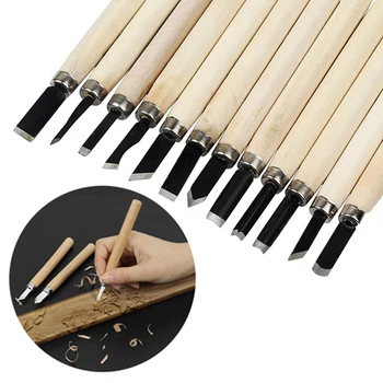 Holzschnitzmeißel Messer für grundlegende Holzschnitt-DIY-Werkzeuge und detaillierte (12 Stück)