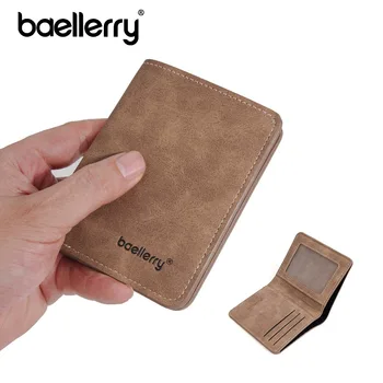 Baellerry Herren Dünne Geldbörse aus Sandleder, Casual Business Multifunktions-Brieftasche, Führerschein