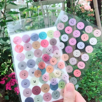 6 Blatt süße Aufkleber, Stern, rund, Washi-Tape, Kunst, dekorative selbstklebende Aufkleber, DIY