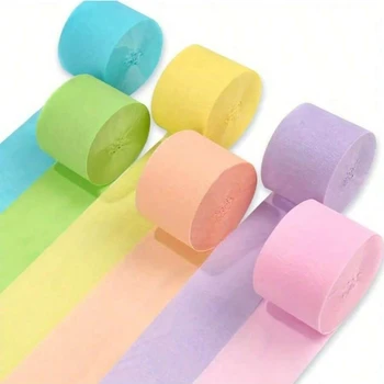 Lebendige Pastellpapier-Bandrollen, weiche Farben, elegante Krepppapier-Luftschlangen (6 Stück)