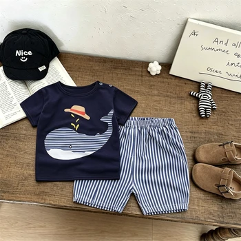 2026 Sommerkleidung für Jungen und Mädchen: Cartoon T-Shirt + Shorts Zweiteiliges Set - Modisches