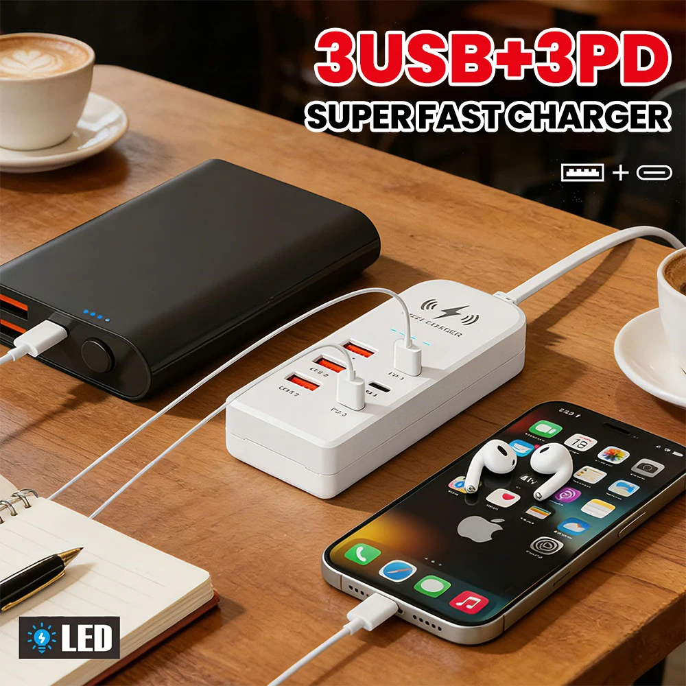 USB-Ladegerät 6 in 1, PD USB-C, Mehrfach-Adapter – Bild 2