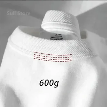 600 g robustes Baumwoll-Kurzarm-T-Shirt für Herren, modisches, verdicktes Kurzarm-T-Shirt aus reiner Baumwolle