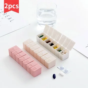 Reise Pille Box Halter Wöchentliche Medizin Lagerung Organizer Container Medikament Tablet Dispenser (2 Stück)