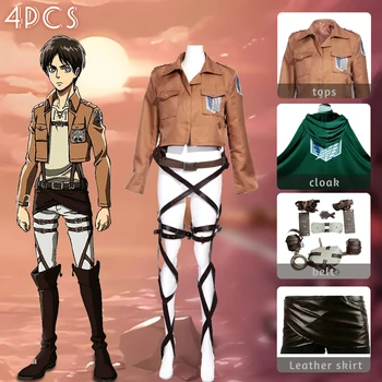 Anime Angriff auf Titan Cosplay Shingeki keine Kyojin Jacke Recon Corps Leder Rock Hookshot Gürtel Hosenträger