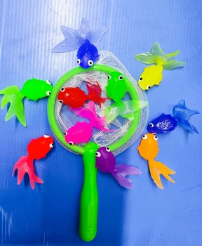 Kinder Wasser Spielzeug Weiche Gummi Marine Rettungsboje Goldfisch Net Angeln Modell Schwimmen Badewanne