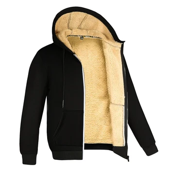 Winter Lammwolle Mäntel Verdicken Warme Jacken Lange Sleeve Zipper Hoodies Casual Sport Fleece Schwarz Mantel