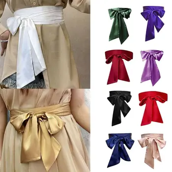 Satin Seide Schleife Korsett Taille Gürtel dekorative breite Schleife Stoff Band Kummerbunds DIY Taille
