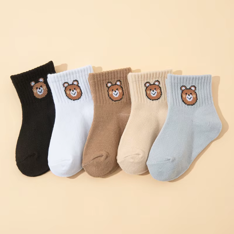 10 Paar süße kleine Bären, lässige, kurze, elastische Socken – Bild 4