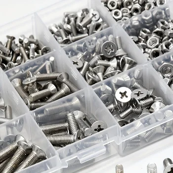 Edelstahl-Schraubenset (M3 und M4): Kreuzschlitz-Senker mit Muttern, für Zuhause/Werkstatt/DIY, ideales