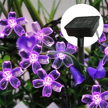 5/6,5/7/12M Lila Solar Blume Lichterketten Fee LED Lichter String Dekorative Außen Beleuchtung für Haus Garten