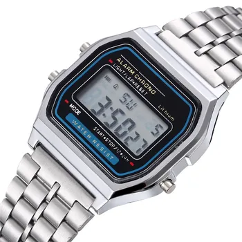 Luxus LED Digital Uhr für Männer Edelstahl männer Elektronische Armbanduhr Einfache Business Gold Splitter