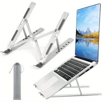 Verstellbarer Laptopständer aus Aluminium - 6-stufige Höhe, faltbares und tragbares Design
