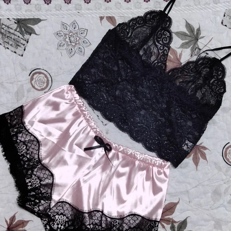 2-teiliges Pyjama-Set für Damen, Nachtwäsche, sexy Dessous – Bild 4