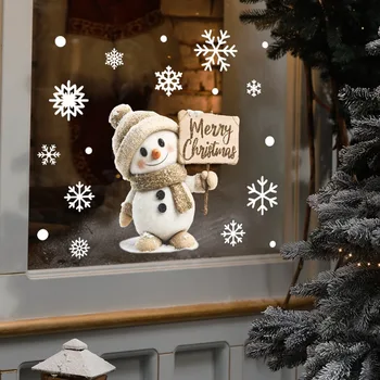 Weihnachts-Fensteraufkleber, Weihnachtsmann, Schneemann, Schneeflocken, Aufkleber für Fenster, Glas, Winter