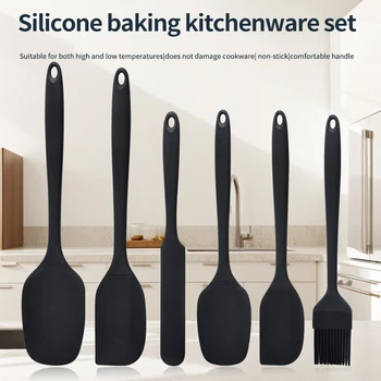 Silikon-Küchenutensilien-Set, Cremeschaber, Spatel, Ölpinsel, Größenschaber-Set, Backwerkzeug, nicht (6 Stück)