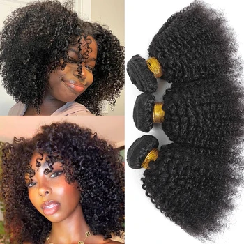 Rohes indisches Afro Kinky Curly Echthaar-Bündel 4B 4C - Natürliche, unbehandelte, weiche Echthaar-Extensions