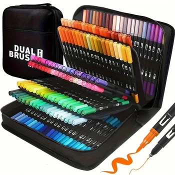 Lebendige doppelseitige Aquarellmarker - Kunstset zum Zeichnen und Basteln, langlebige Kunststoffkörper