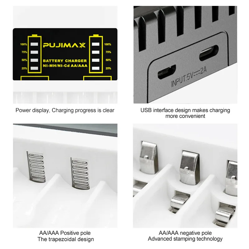 AA/AAA-Batterieladegerät, 4 Steckplätze, intelligente – Bild 4