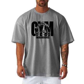 Übergroßes, lockeres, lässiges Sport-T-Shirt für Herren, Fitnessstudio, Bodybuilding, Fitness, kurzärmeliges
