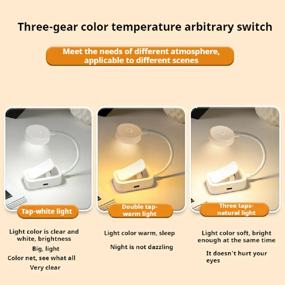 Mini LED Lesebuchlampe Tischleuchte 3 Modi Einstellbar – Bild 2