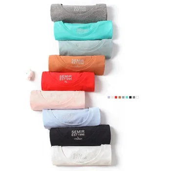 Semir Sommer Baumwolle T Shirts Männer 2025, Einfache O Neck Stretch Solide Neue Tops Kleidung Casual T-shirt