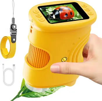Digitales Mikroskop für Kinder, 1000 x Handheld, HEN HAO 2,0-Zoll-Bildschirm, wiederaufladbar