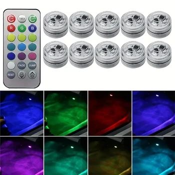 Drahtlose Klebstoff LED Auto Innen Umgebungs Licht Fernbedienung Dekoration Auto Dach Fuß Atmosphäre Lampe