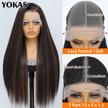 Synthetische Lace-Front-Perücken, 30 Zoll, glattes Haar, Lace-Front-Perücken mit Babyhaaren, Pink-Blond, 13x6