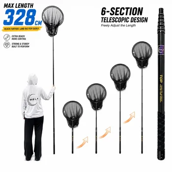 Marke MBLN, 328 cm/129 Zoll Gesamtlänge, ultraleicht, insgesamt 414 g, tragbares Kescher