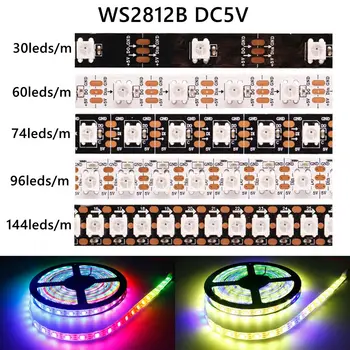 DC5V WS2812B LED-Streifenlicht 30/60/74/96/144 LEDs/m Individuell adressierbar Smart 5050RGB WS2812 Pixel