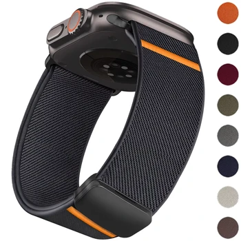Magnetisches Nylonarmband für Apple Watch Band Ultra 2 49mm 45mm 41mm Armband Iwatch Series 10 9 8 7 6 SE 5 4