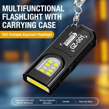 Tragbare Schlüsselanhänger-LED-COB-Taschenlampe USB-Aufladbare Fackel mit Stiftclip Leistungsstarke