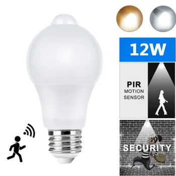 PIR-Bewegungsmelder, LED-Glühbirne, 12 W, E27, intelligente Glühbirne, bewegungsaktiviert, EIN/AUS
