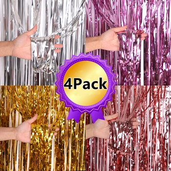 4/2/1Pack Party Hintergrund Metallic Folie Fringe Lametta Vorhang Erwachsene Kinder Geburtstag Party Hochzeit