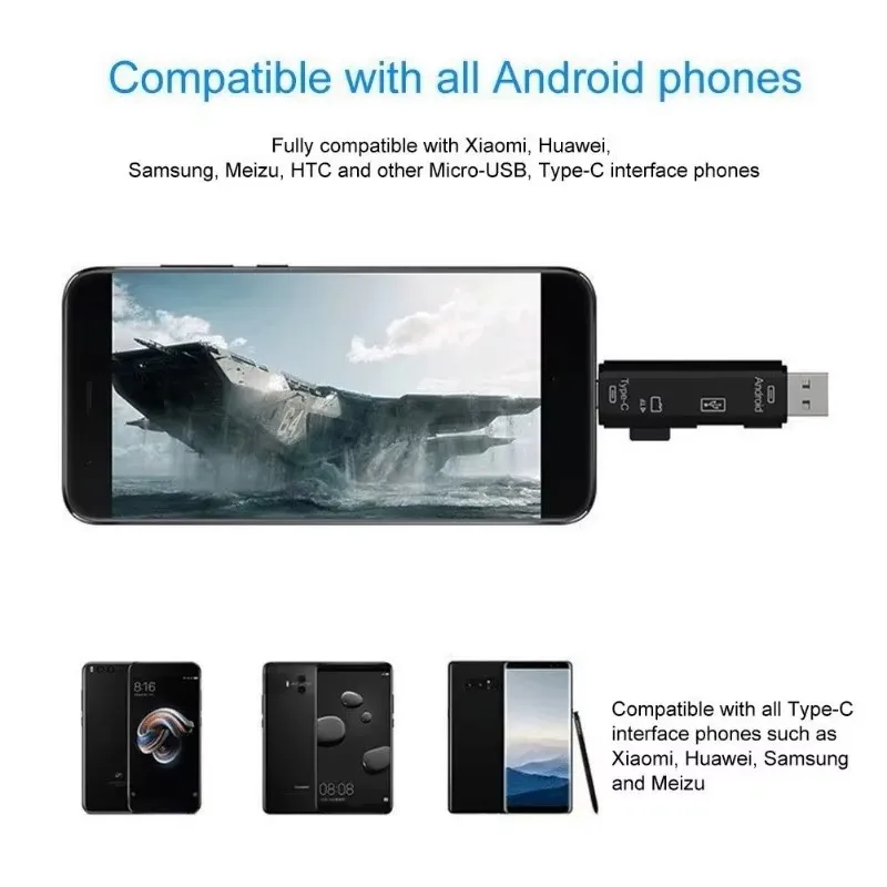 5-in-1 USB-C OTG Adapter mit SD/TF Kartenleser, USB und – Bild 5