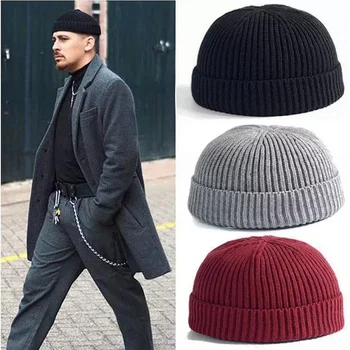 Winter Warme Mützen Casual Kurzen Faden Hip Hop Hut Erwachsene Männer Weibliche Wolle Gestrickte Schädel Kappe
