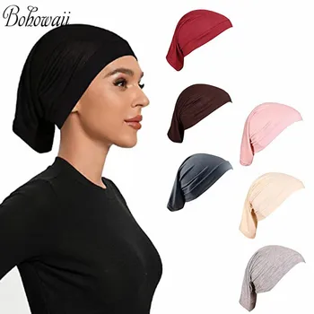 BOHOWAII Muslimische Innere Unter Hijab Kappe Ramadan Afrikanischen Hut Malaysische Modale Baumwolle Instant