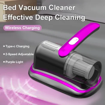 Kabelloser Hand-Matratzen-Staubsauger mit UV-C-Licht-HEPA-Filter und Ultraschall-Vibration, 12 kPa, für Bett