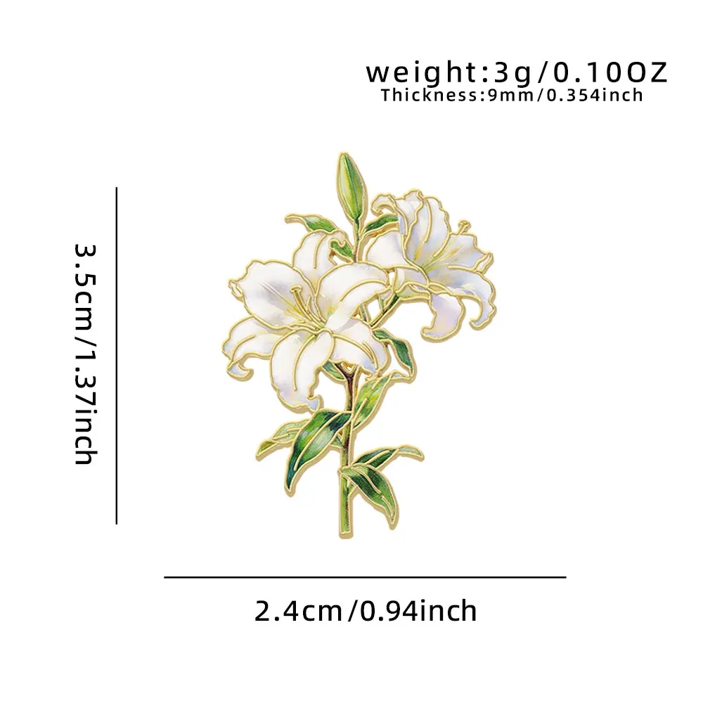 Elegante botanische Emaille-Blumenanstecker, sortierte – Bild 4
