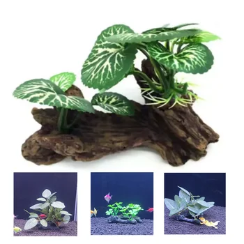 Aquarium Simulation Pflanze Kunststoff Künstliche Schildkröte Baum Stamm Pflanze Aquarium Gras Holz Dekoration