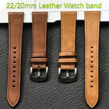 20 mm 22 mm Lederarmband für Samsung Galaxy Watch 6 5 4 40 mm 44 mm Gear Band Vintage Armband für Xiaomi Redmi