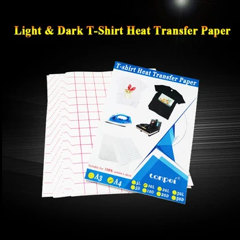 10 Blatt Inkjet-Wärmeübertragungspapier, A4-Baumwoll-T-Shirt, dunkelschwarzes Transferpapier, helles weißes