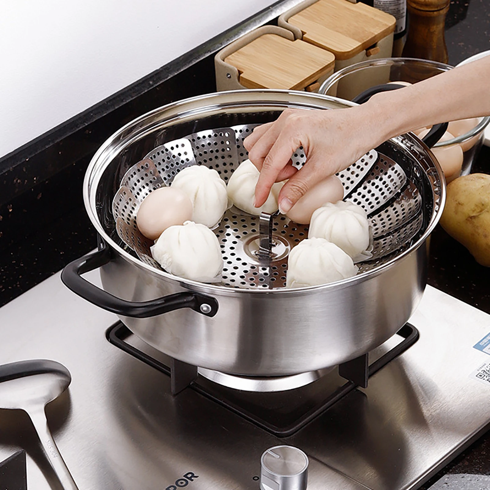 Erweiterbarer Dampfkorb, Dampfkorb für Gemüsetopf, Kochen – Bild 5
